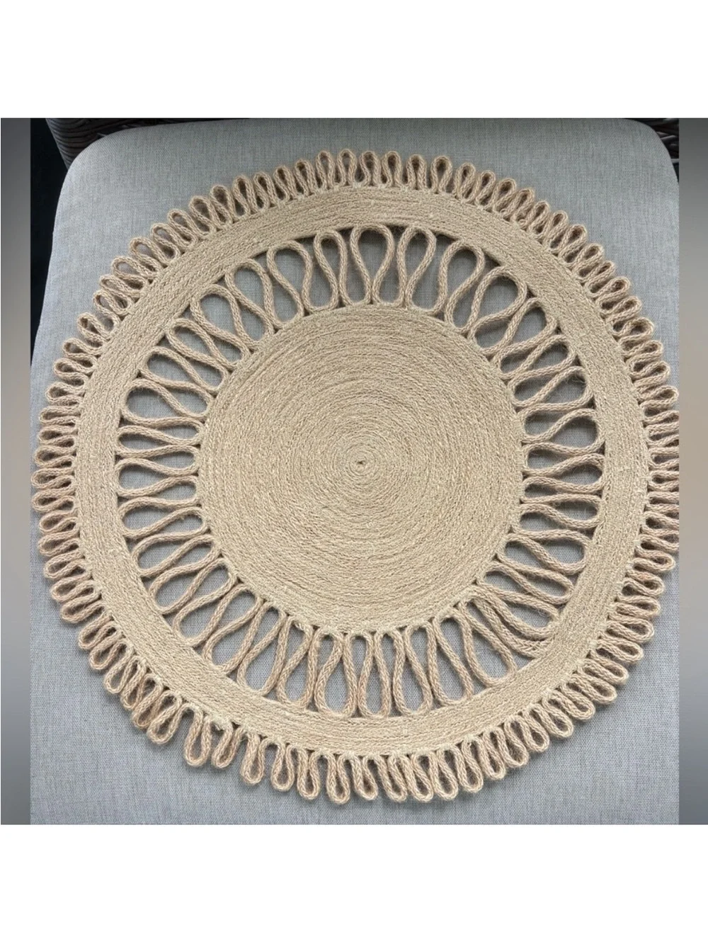 Pottery Barn Round Braided Jute Place Mat - Natural Tan - set of 5
